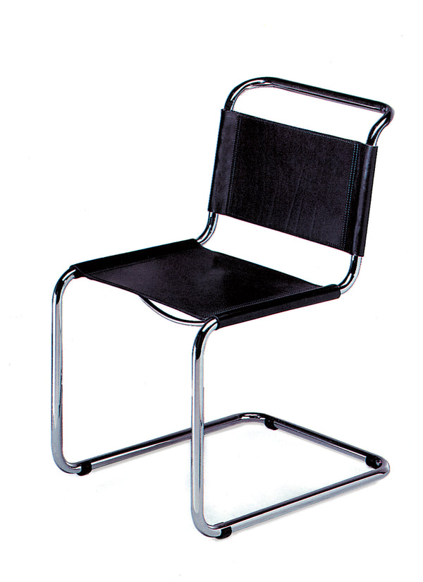 Curved Leather Armchair by Mies Van Der Rohe