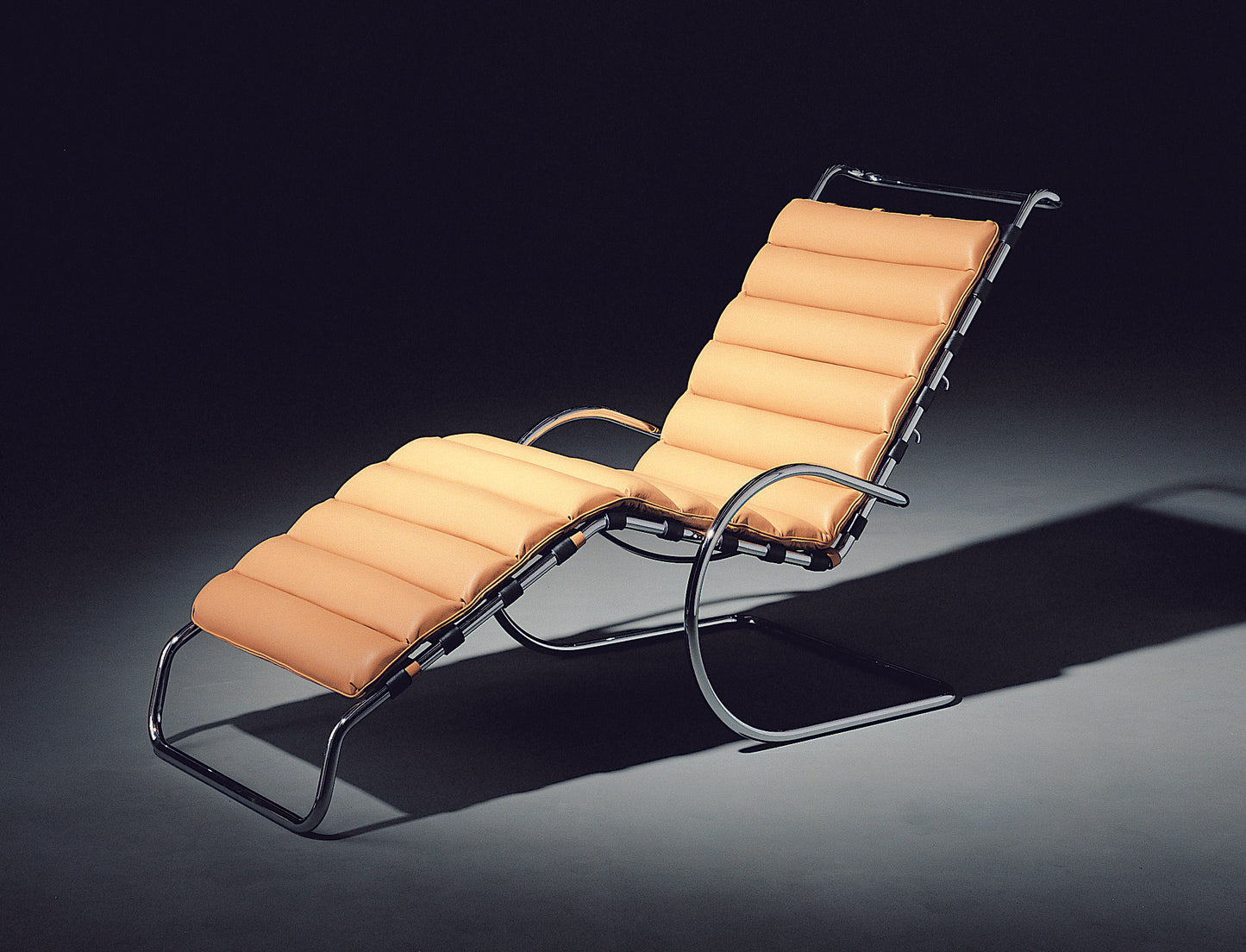 Chrome & Leather Lounge Chair and Footstool by Mies Van Der Rohe
