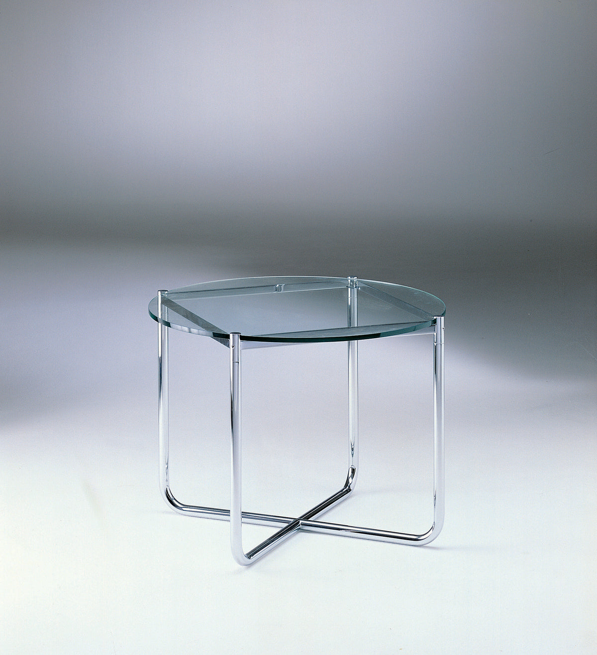 Round Glass Table by Mies Van Der Rohe