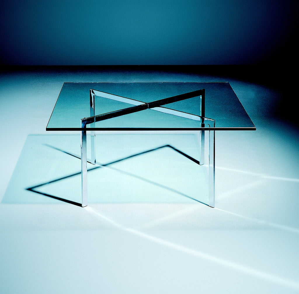 Square Glass Table by Mies Van Der Rohe