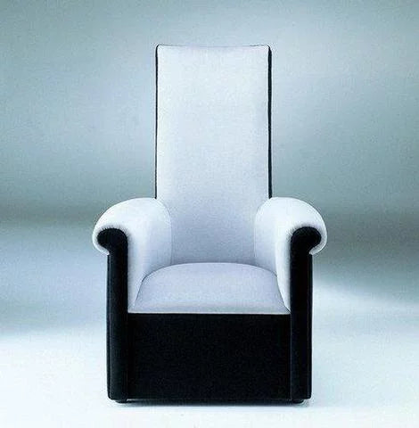 Tall white leather armchair